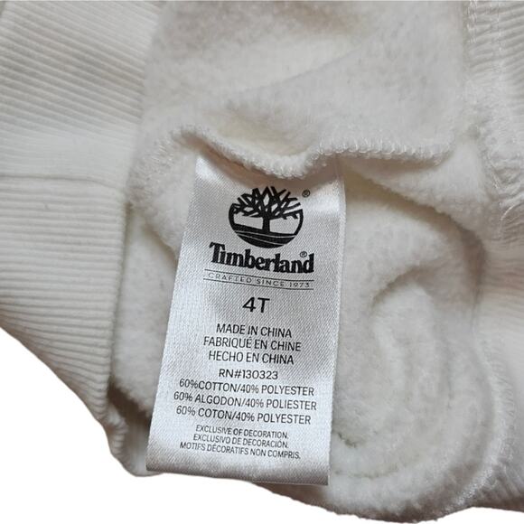 Timberland Hooded Sweatshirt White with Logo 4T FLAW - Picture 5 of 8